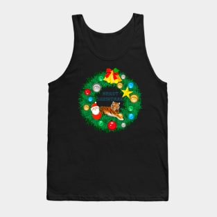 Tiger Wishes Merry Christmas - Merry Catsmas! Tank Top